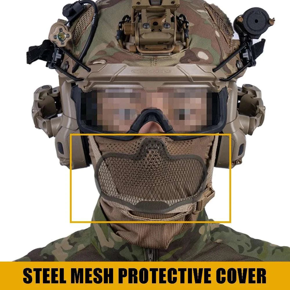 Breathable Tactical Balaclava with Steel Mesh Face Protection Mask-OB