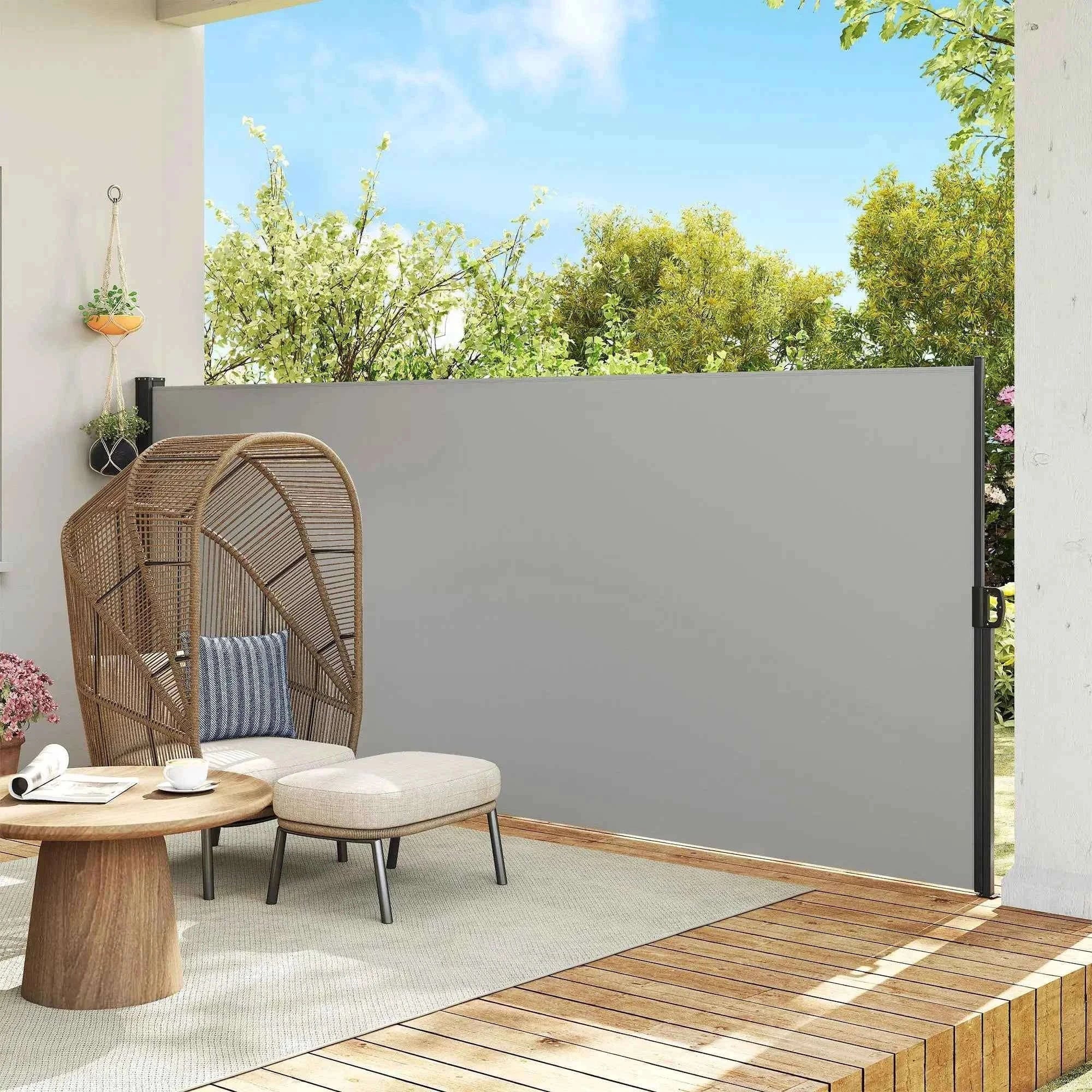 Brise-vue rétractable 400x160 cm gris-france / Light Grey / Option24