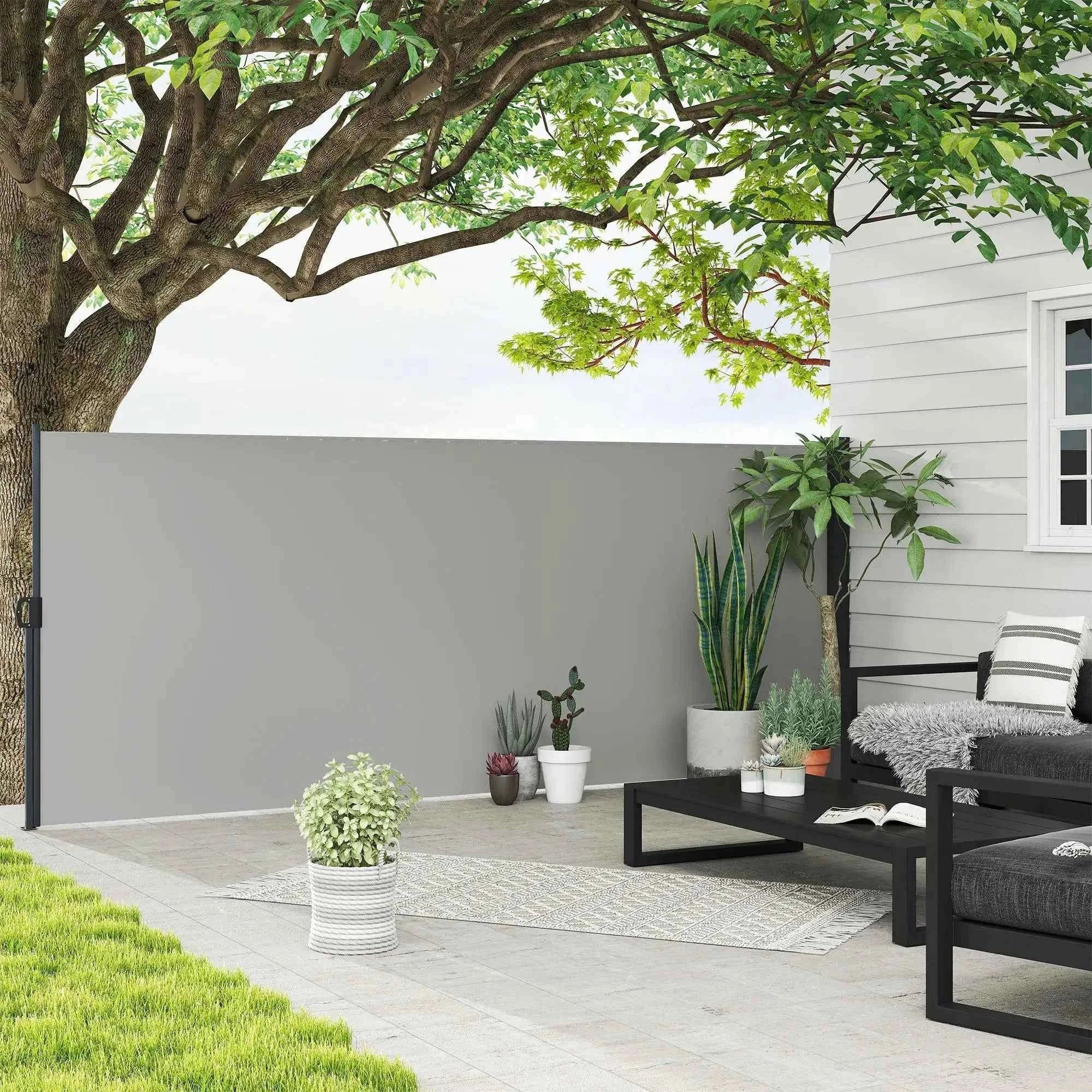 Brise-vue rétractable 400x160 cm gris-france / Light Grey / Option24