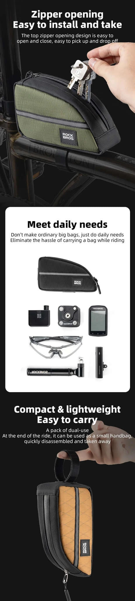 Brompton Folding Bike Triangle Bag 0.8L Rainproof Nylon Storage-30120121005 / about 0.8L