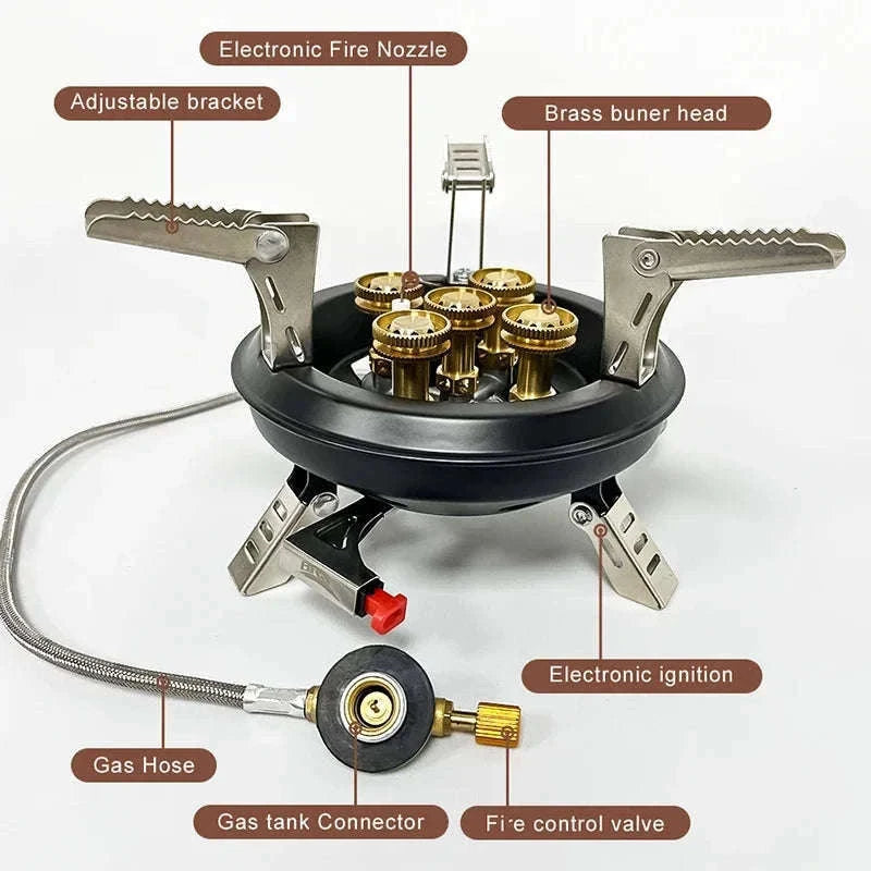 BRS-201A Portable Camping Gas Stove 16000W for Outdoor Cooking-Black