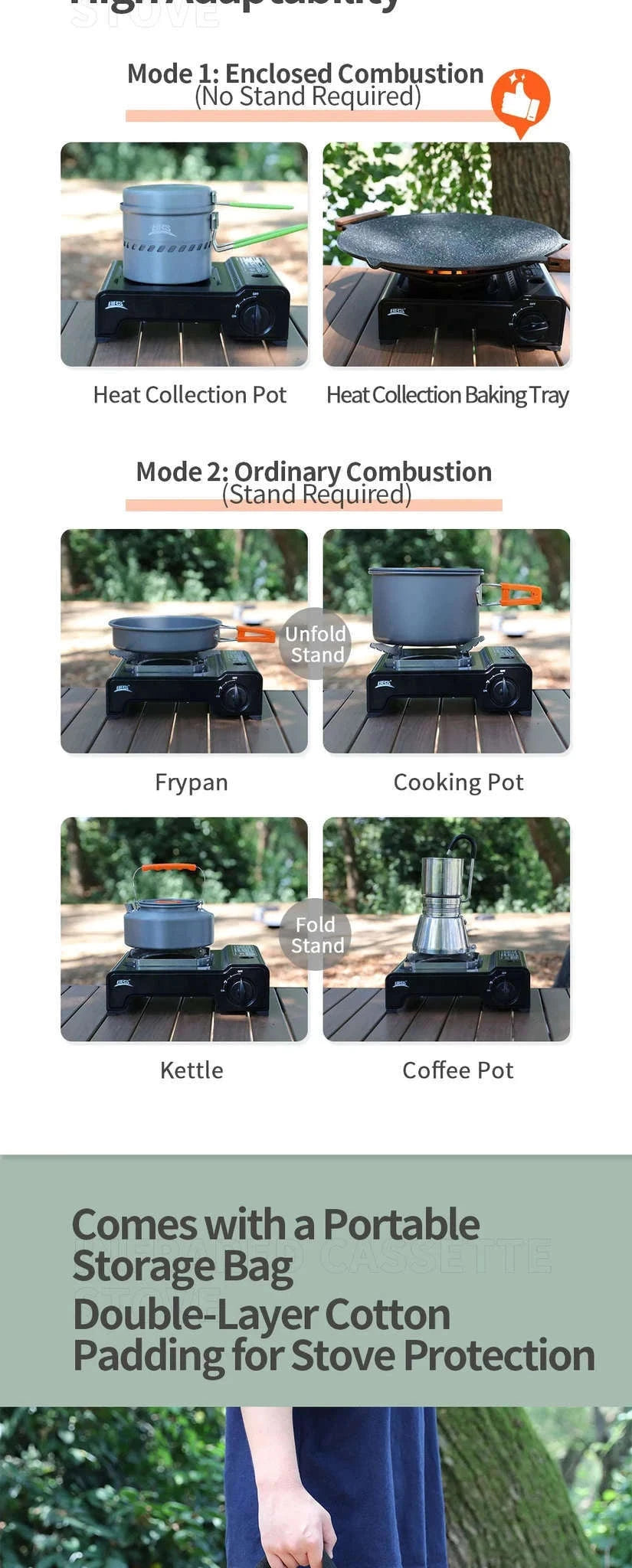 BRS 2600W Infrared Camping Gas Stove with Electronic Ignition-White