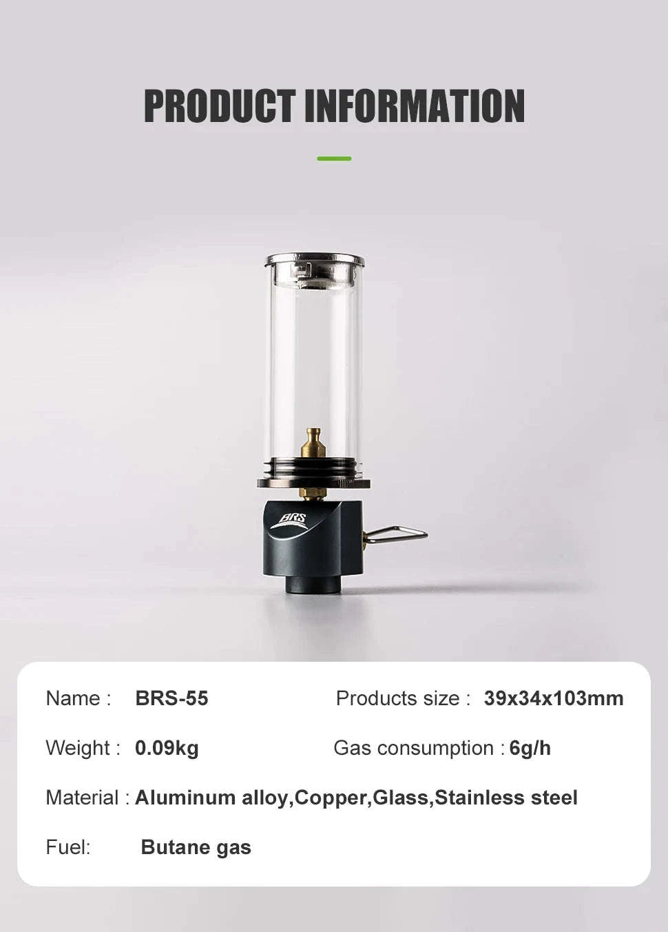 BRS-55 Windproof Gas Camping Lantern, 100g Mini Tent Light-BRS-55
