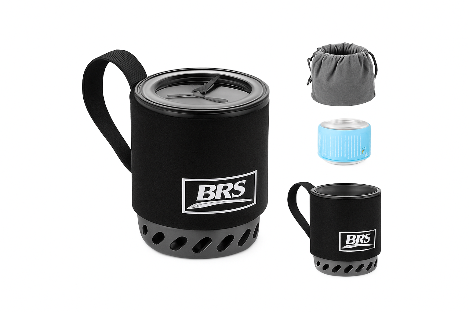 BRS-61 Camping Stove Kit with 1500W Heat Collecting Pot