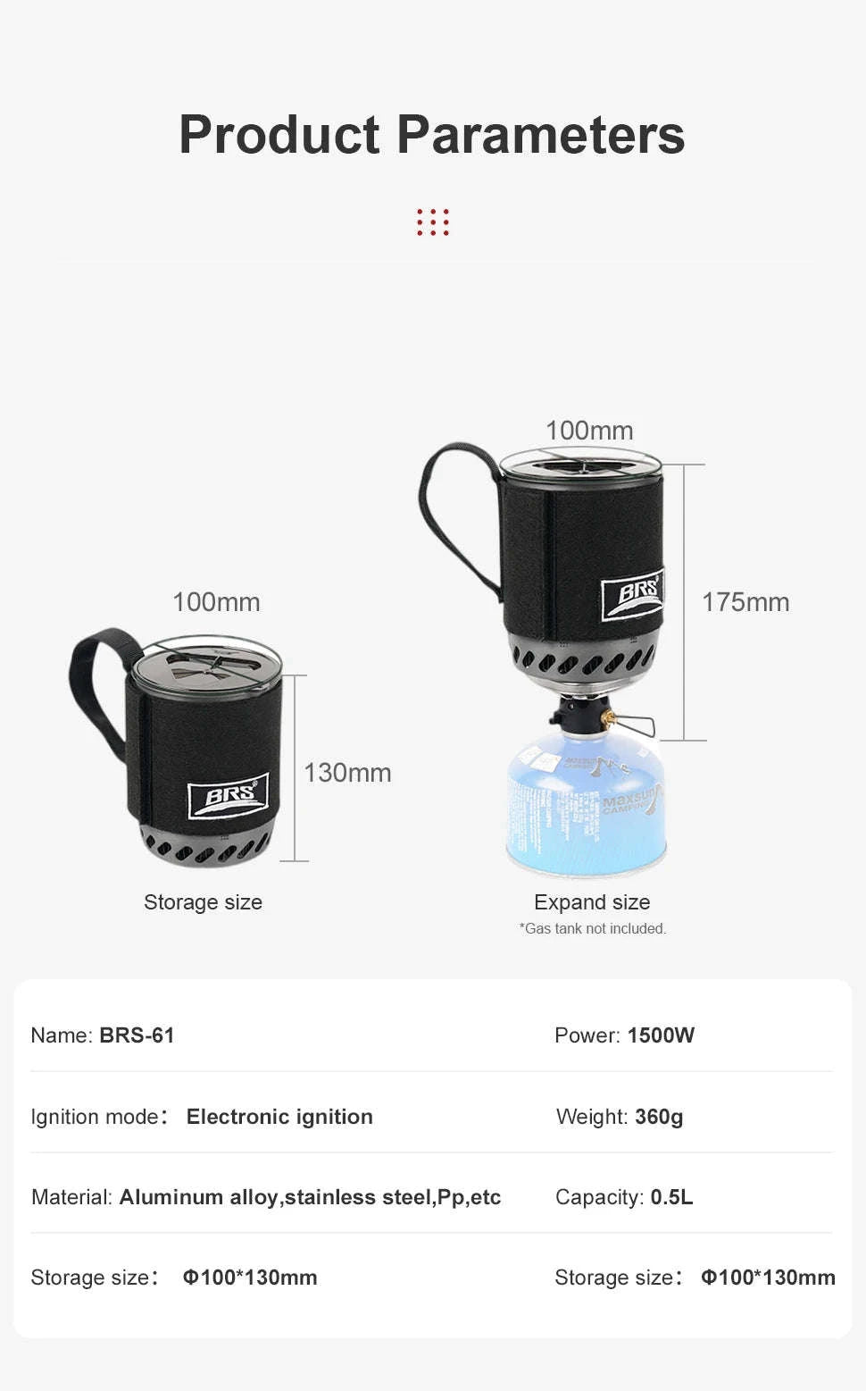 BRS-61 Camping Stove Kit with 1500W Heat Collecting Pot-BRS-61