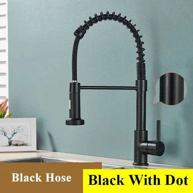 Brushed Nickel Pull Down Kitchen Faucet with Spring Design-Golden / China Mainland