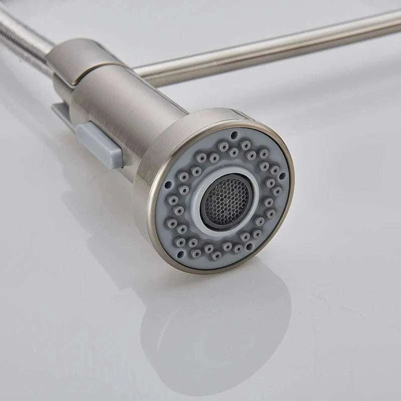 Brushed Nickel Pull Down Kitchen Faucet with Spring Design-Golden / China Mainland