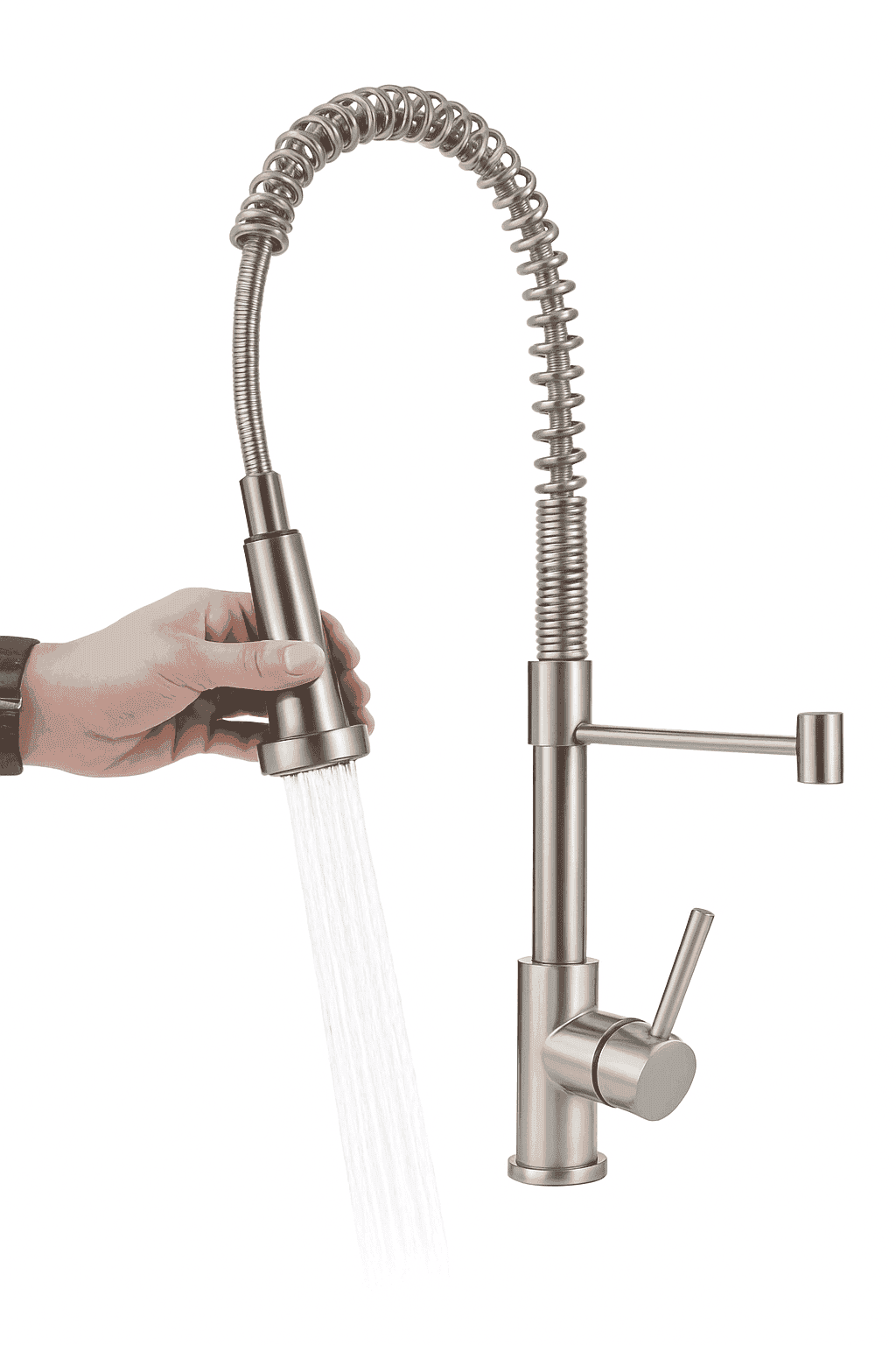 Brushed Nickel Pull Down Kitchen Faucet with Spring Design-Golden / China Mainland