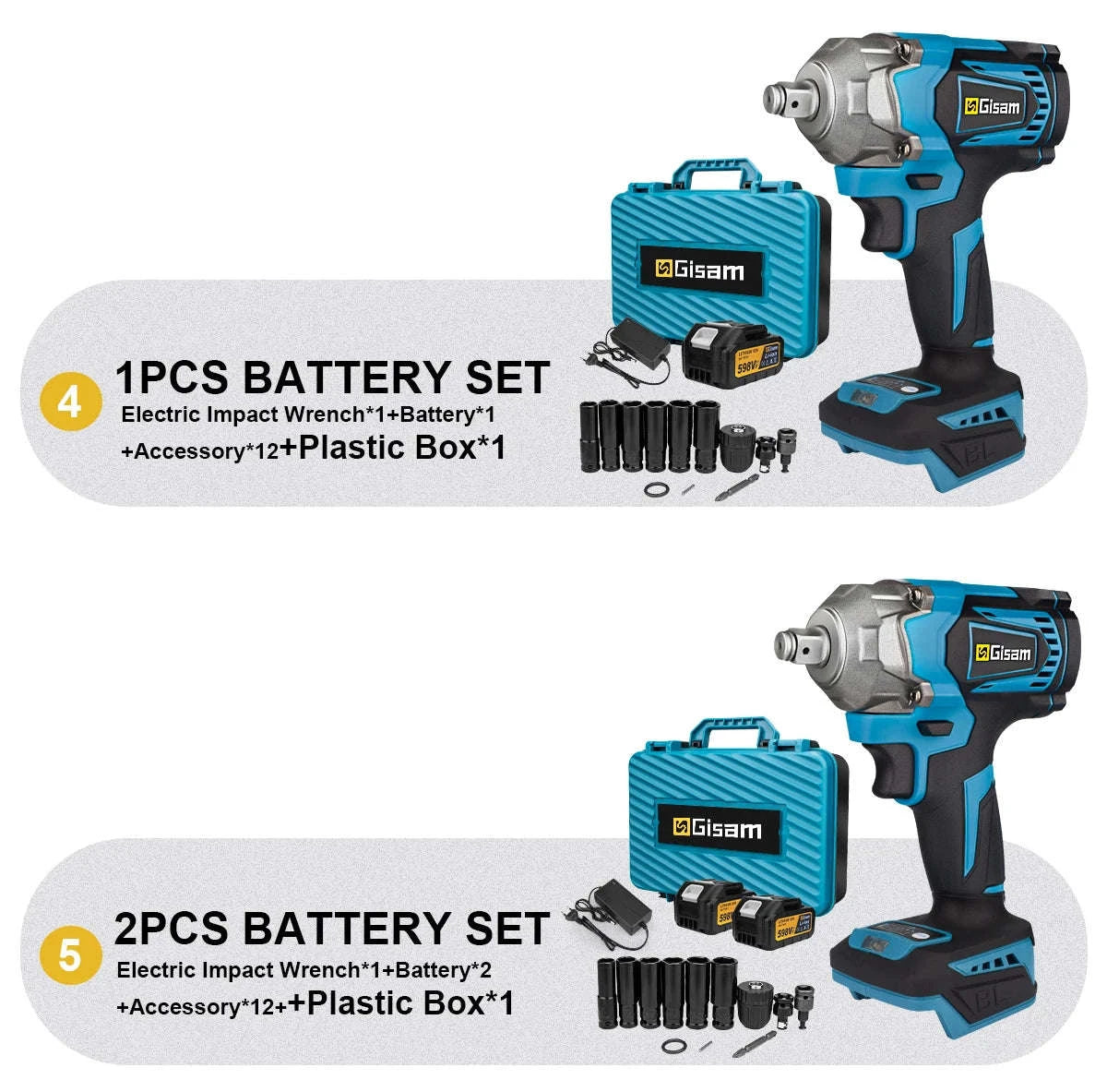 Brushless Electric Impact Wrench Compatible with Makita 18V Batteries-1 Battery PlasticBox / GERMANY