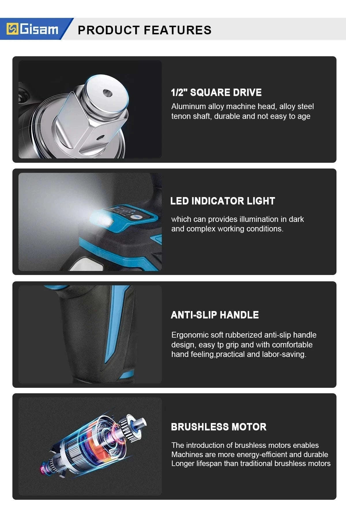 Brushless Electric Impact Wrench for Makita 18V Batteries-1 Battery PlasticBox / spain