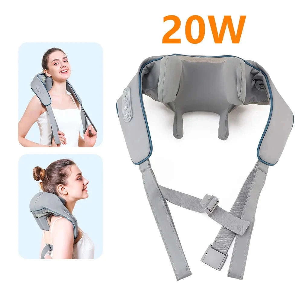 Brushless Neck & Shoulder Massager with Heat and Hands-Free Fit-26W-White