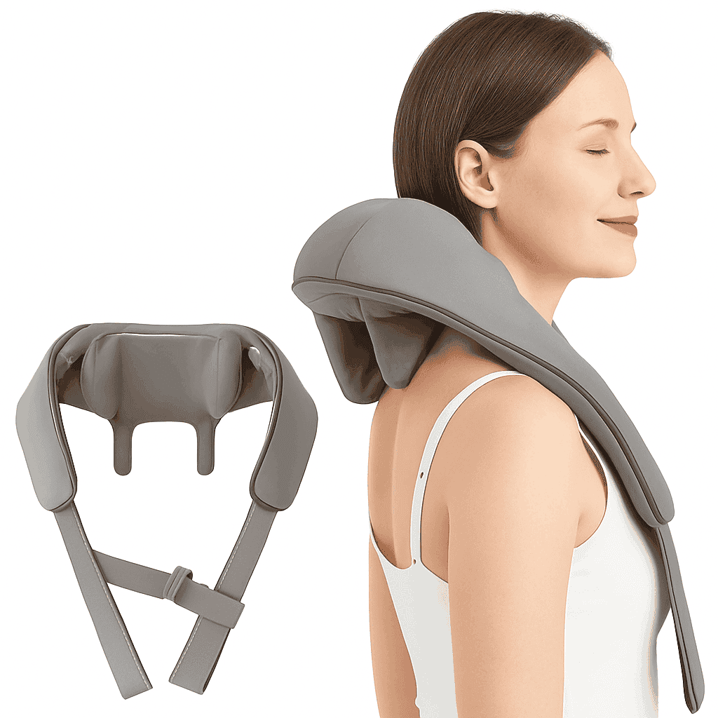 Brushless Neck & Shoulder Massager with Heat and Hands-Free Fit-26W-White