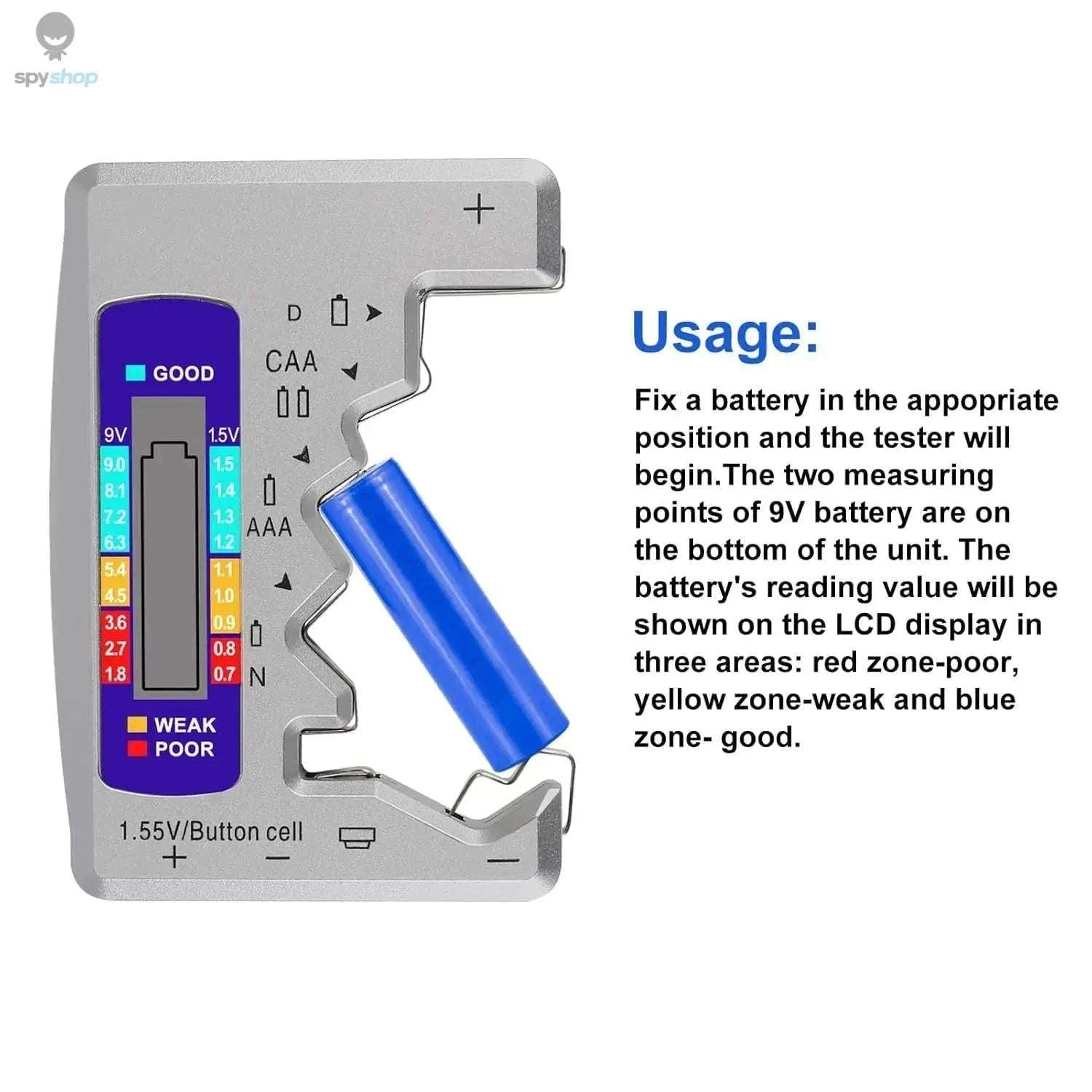 BT-886 Portable Battery Tester for Fast, Accurate Readings-silver