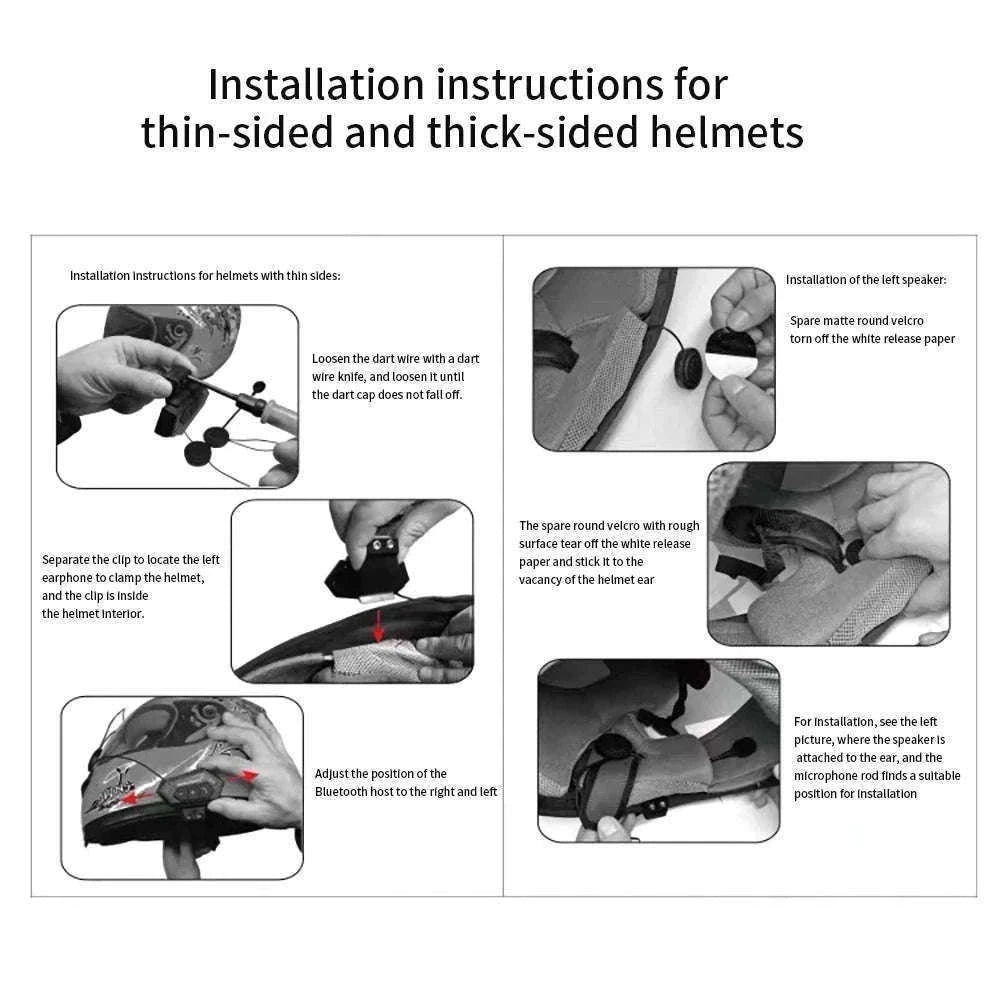 BT12 Motorcycle Bluetooth Helmet Headset for Clear Ride Audio-X3 Soft MIC