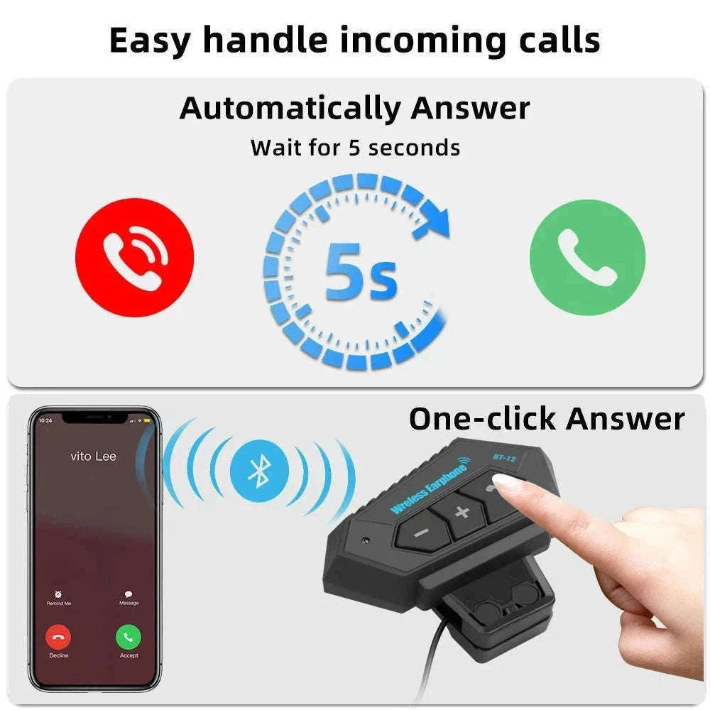 BT12 Motorcycle Bluetooth Helmet Headset for Clear Ride Audio-X3 Soft MIC