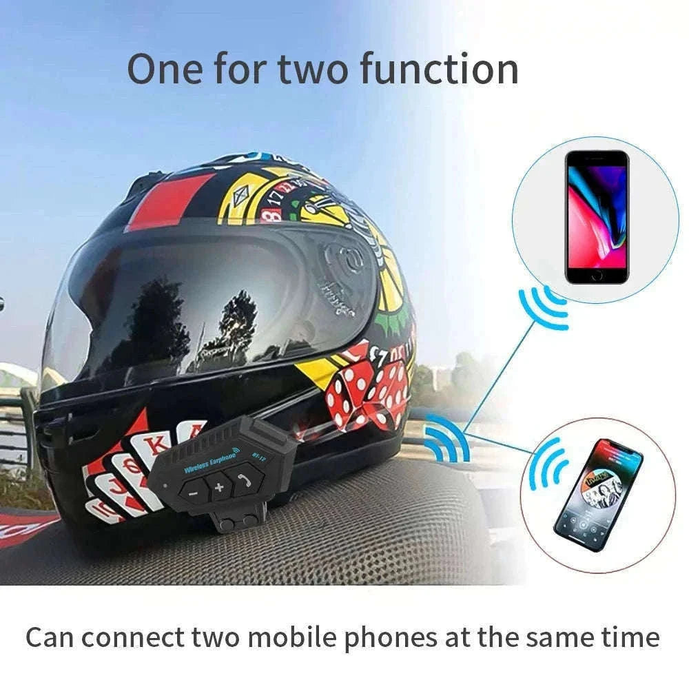 BT12 Motorcycle Bluetooth Helmet Headset for Clear Ride Audio-X3 Soft MIC