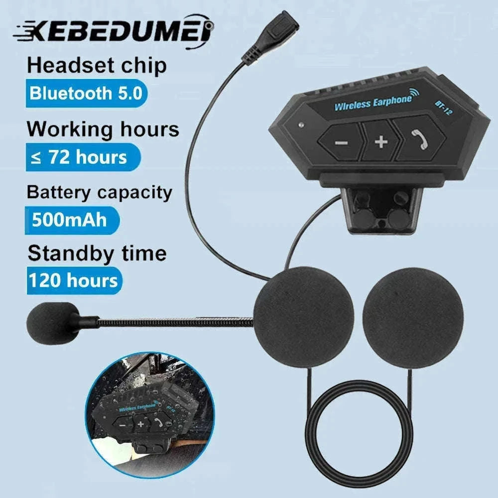 BT12 Motorcycle Bluetooth Helmet Headset for Clear Ride Audio-X3 Soft MIC
