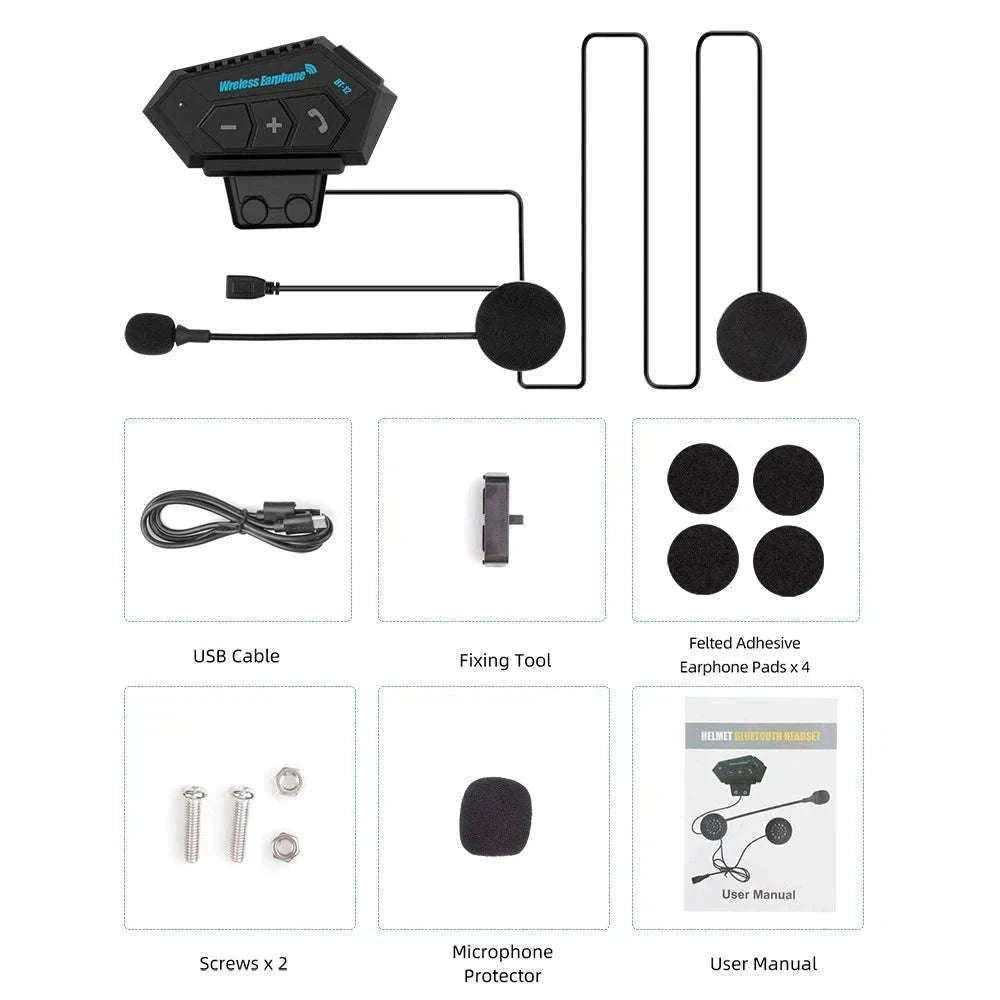 BT12 Motorcycle Bluetooth Helmet Headset for Clear Ride Audio-X3 Soft MIC