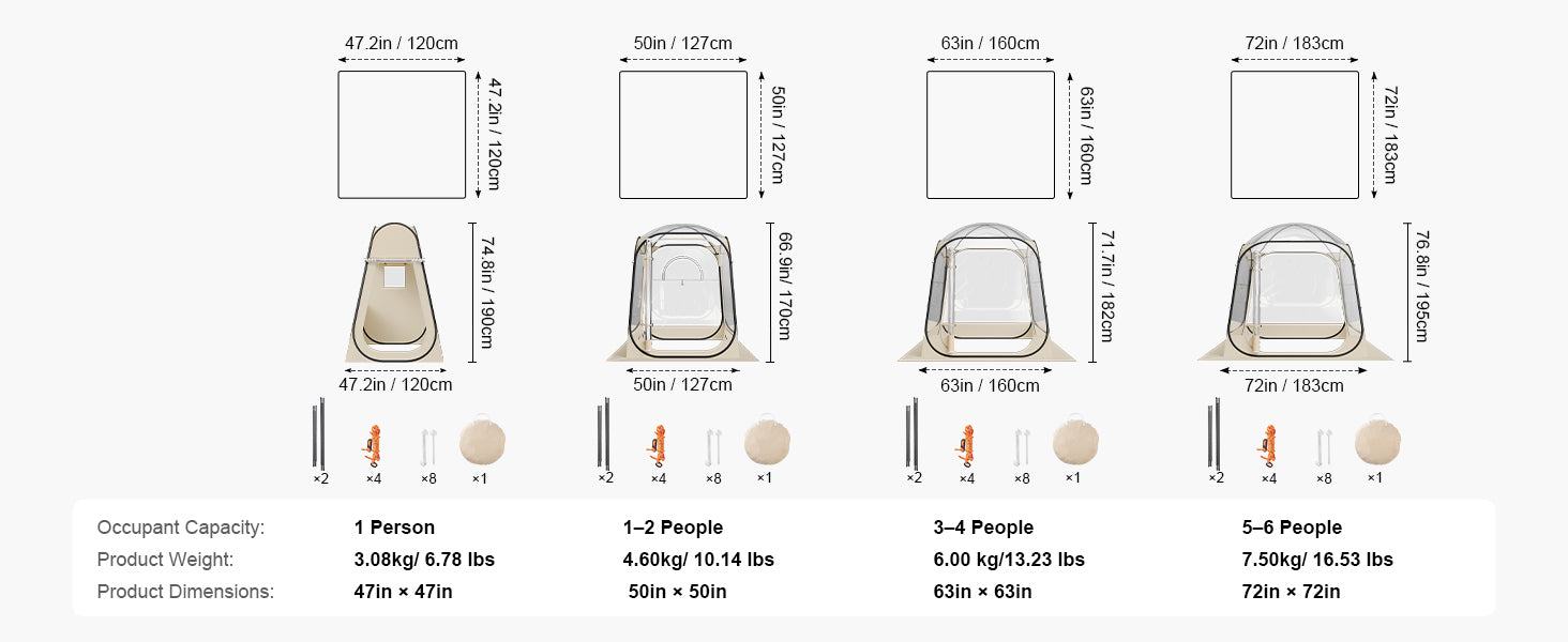 Tente de sport transparente pop-up étanche avec sol et couverture