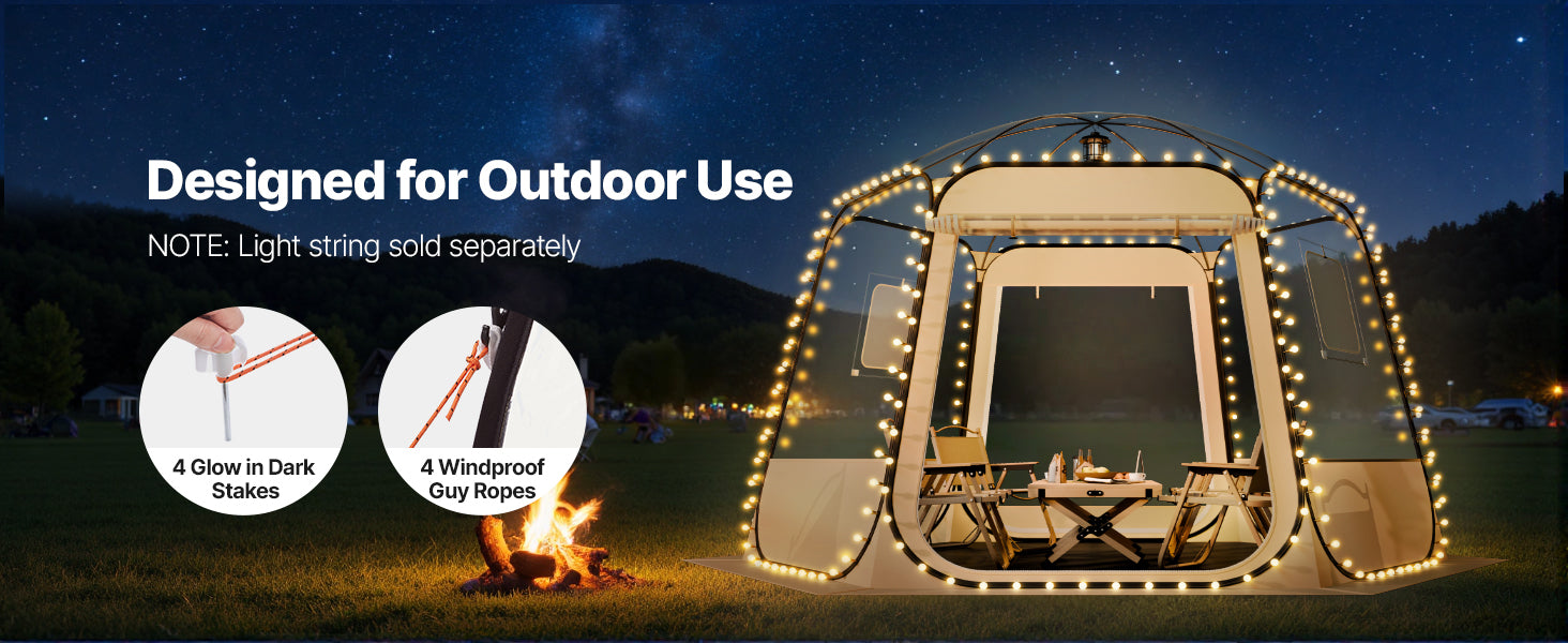 SucceBuy Bulle surgissante Tente étanche à l’eau et résistante aux UV, abri de camping transparent, tente dome/igloo d’extérieur avec fenêtres