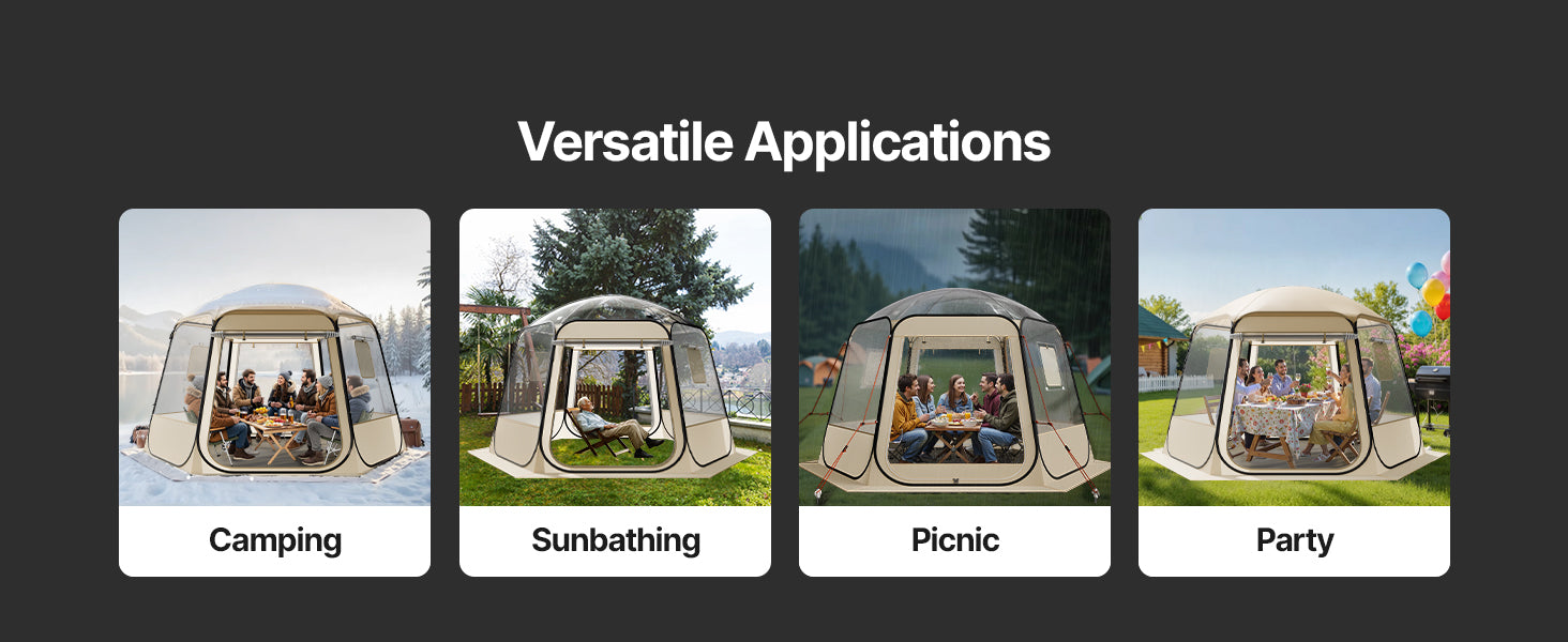 SucceBuy Bulle surgissante Tente étanche à l’eau et résistante aux UV, abri de camping transparent, tente dome/igloo d’extérieur avec fenêtres