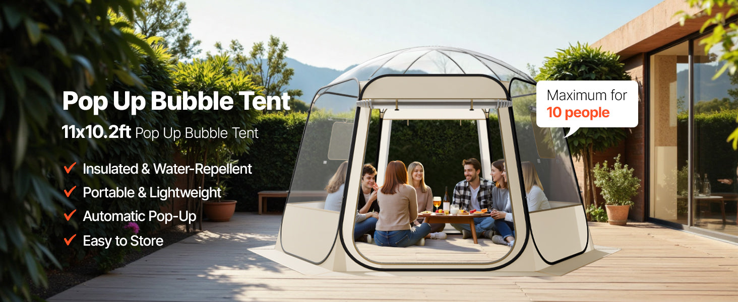 SucceBuy Bulle surgissante Tente étanche à l’eau et résistante aux UV, abri de camping transparent, tente dome/igloo d’extérieur avec fenêtres