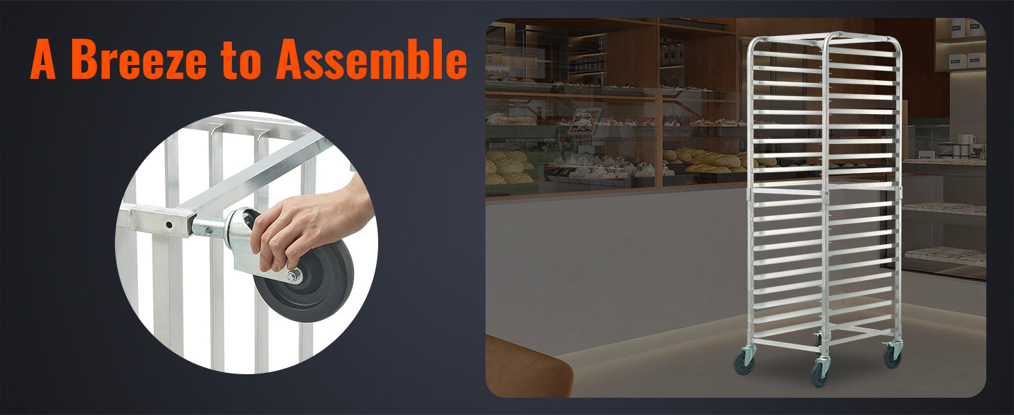 Commercial Bun Pan Rack with Brake Wheels for 10/20 Sheet Pans