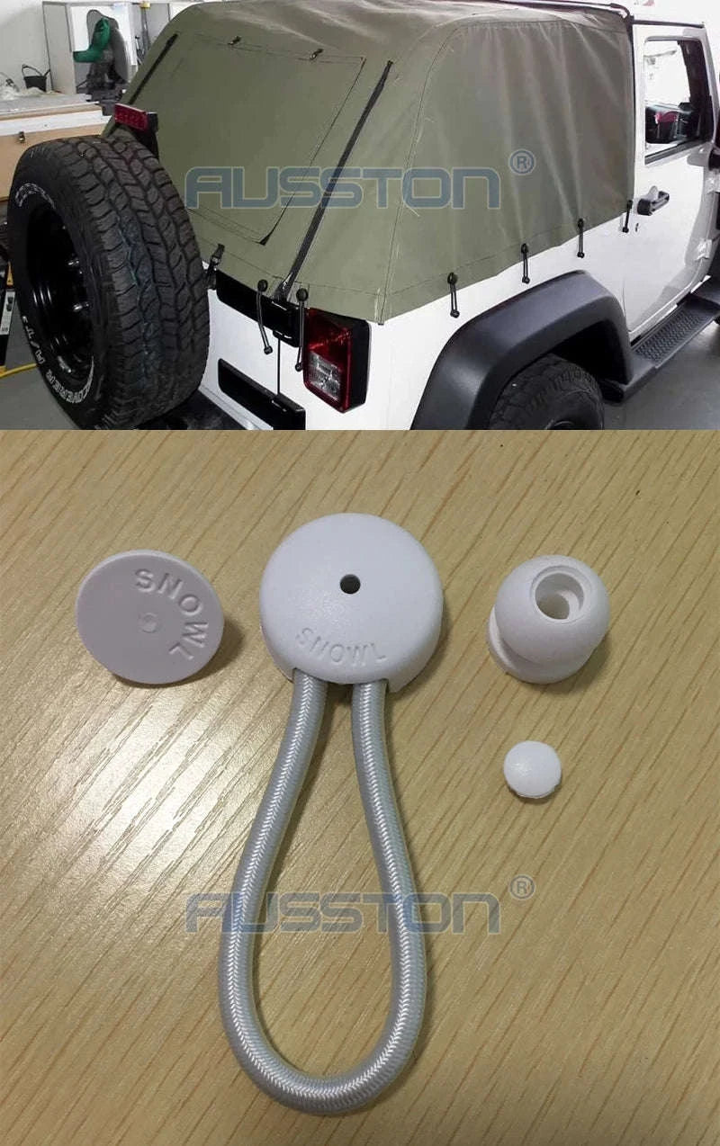 Bungee Loop With Knob Tie Down Kit for Boat RV and Trailer Covers-2Pcs - White