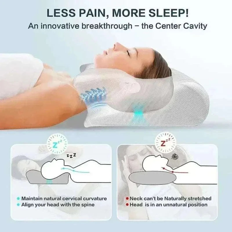 Butterfly Memory Foam Neck Pillow for Pain‑Relief Comfort-black / As show