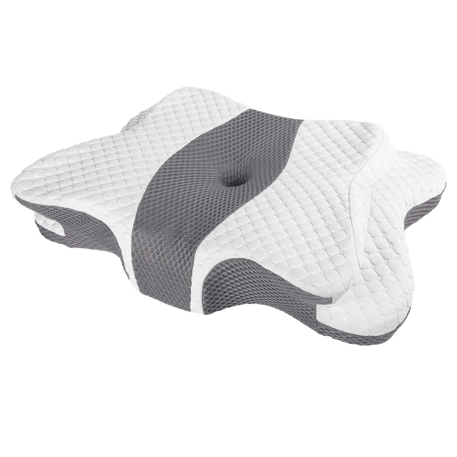 Butterfly Memory Foam Neck Pillow for Side & Back Sleepers-Light Grey / 64*38*14cm / france