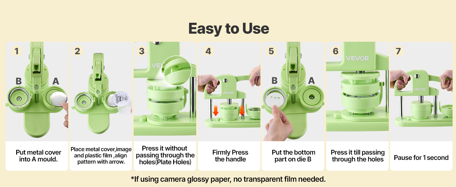 Button Maker Machine Kit with 100 Parts, Cutter & Ergonomic Handle