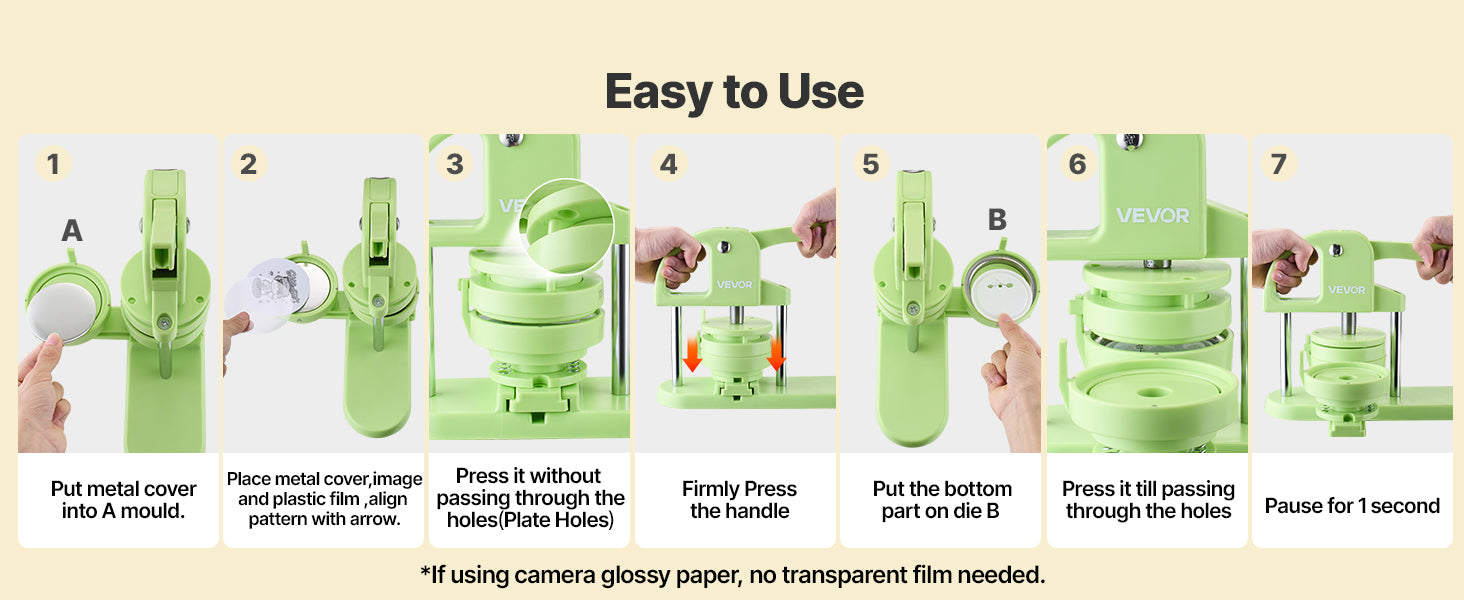 Button Maker Machine Kit with 100 Parts, Cutter & Ergonomic Handle