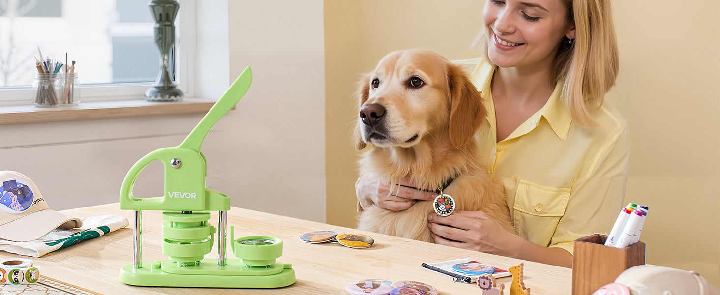Button Maker Machine Kit with 100 Parts, Cutter & Ergonomic Handle
