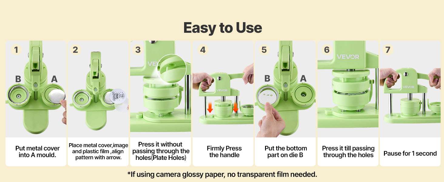 Button Maker Machine Kit with 100 Parts, Cutter & Ergonomic Handle-R A Green 58mm / france