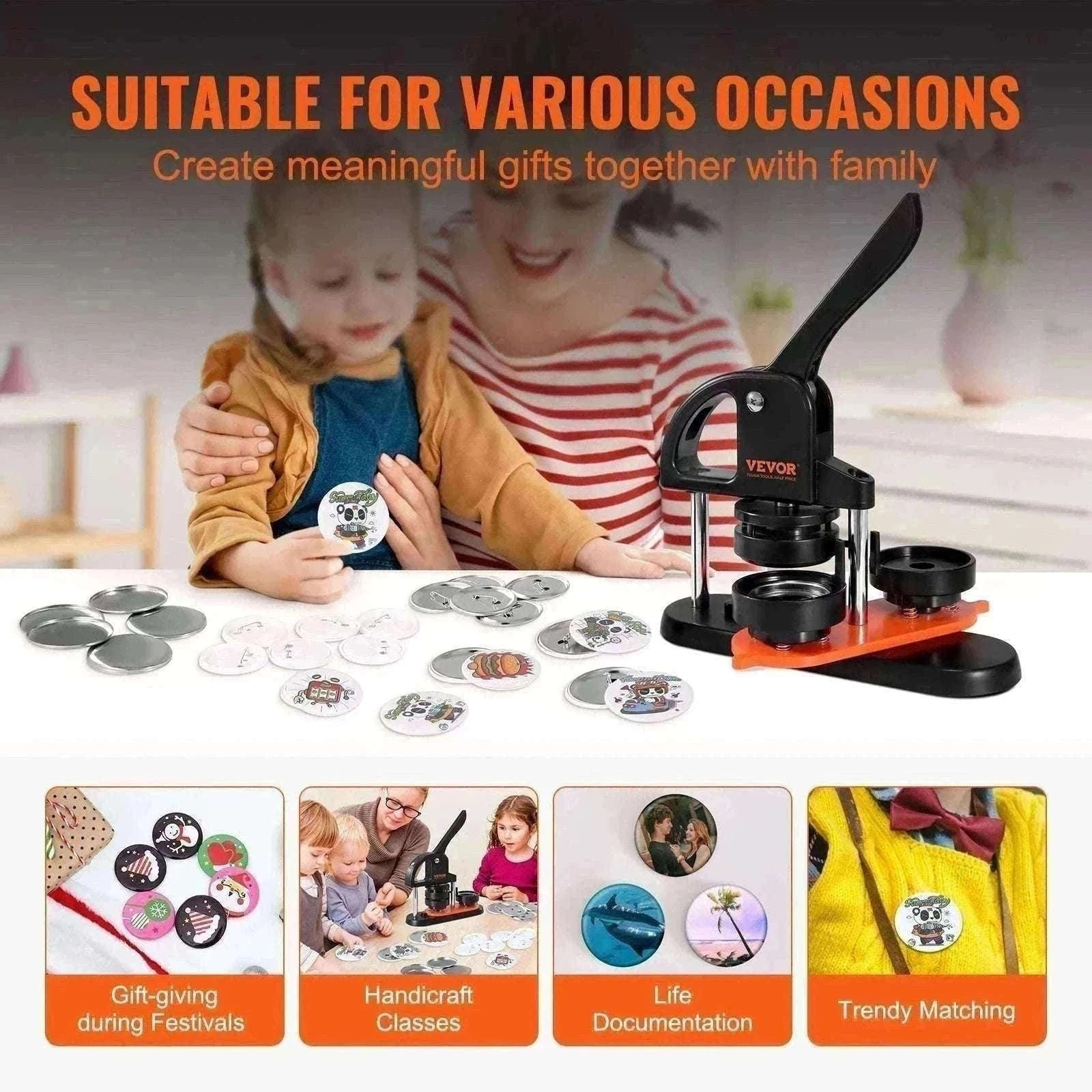 Button Maker Machine Kit with 25/32/58mm Molds & Accessories-JMB-32 500 Buttons / United States