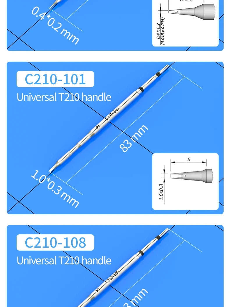 C210 Soldering Tips for T210 Handle – Precision Nozzle Set-C210-108