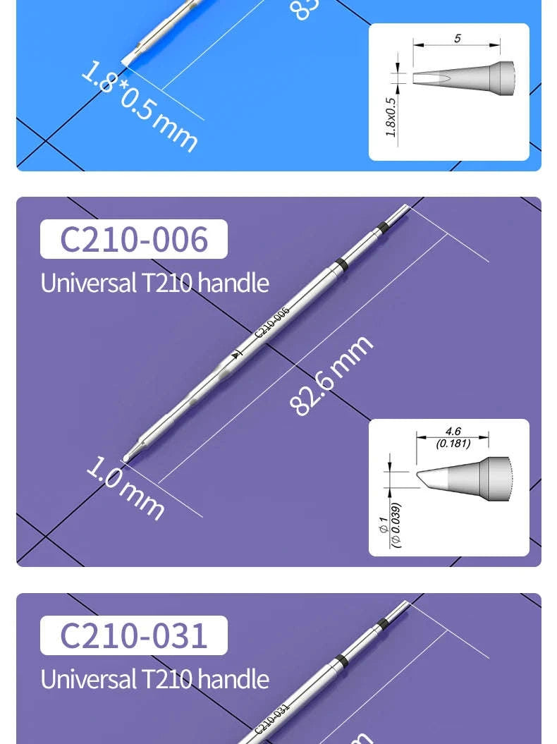 C210 Soldering Tips for T210 Handle – Precision Nozzle Set-C210-108