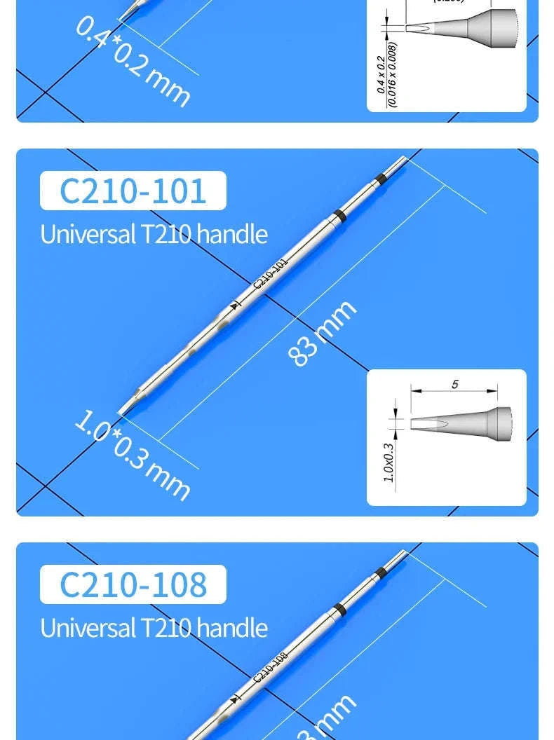 C210 Soldering Tips for T210 Handle – Precision Nozzle Set-C210-108