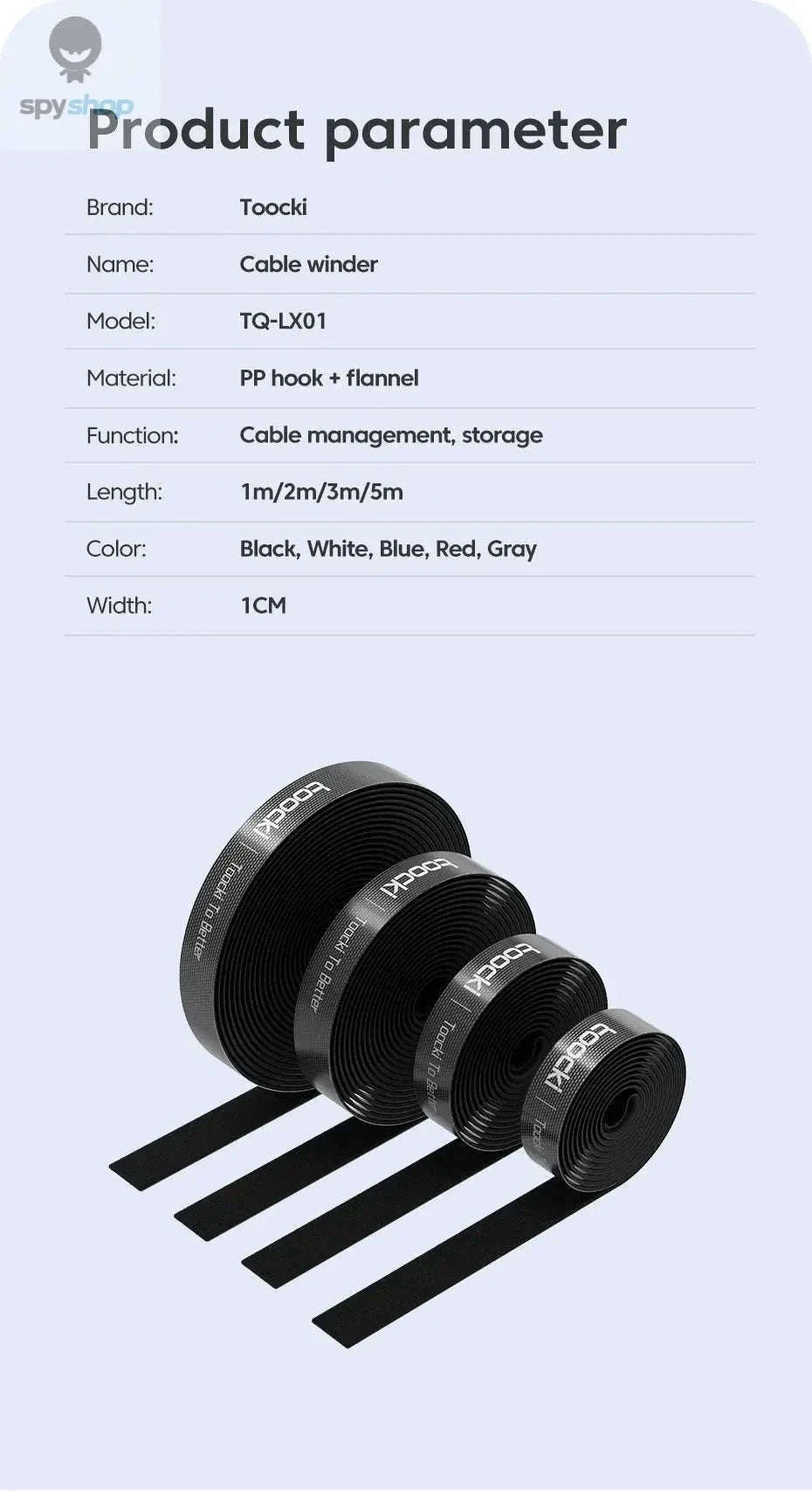 Cable Organizer Wire Winder for USB and Earphone Cords-1M Black