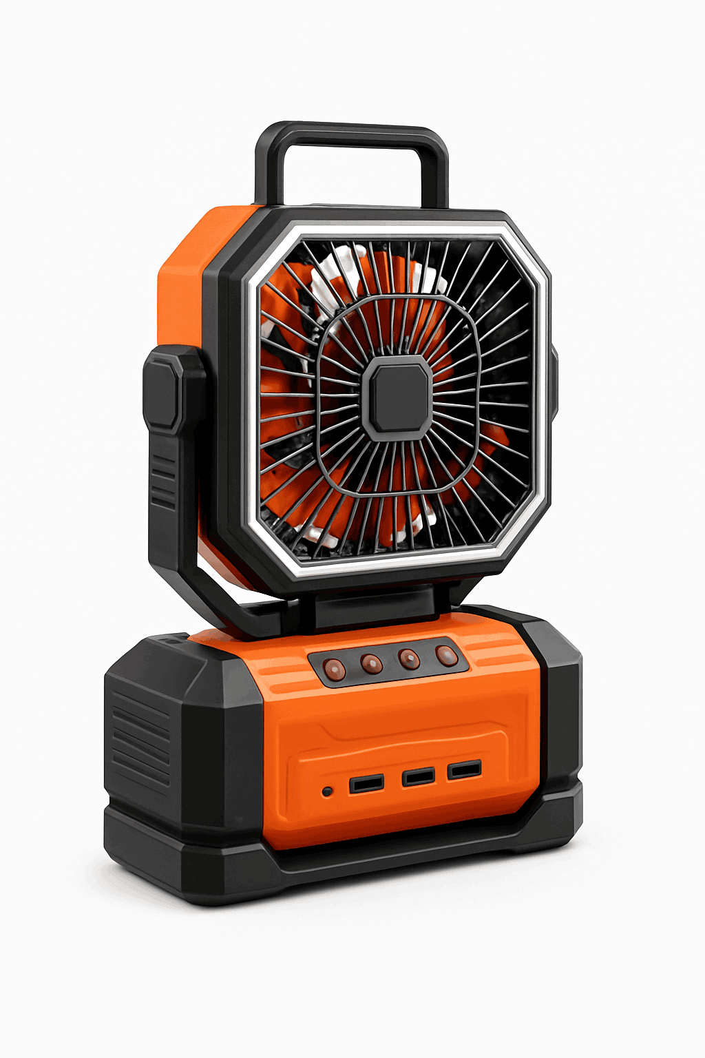 Camping Ceiling Fan with Light and Remote Control-Orange(Bluetooth) / United States