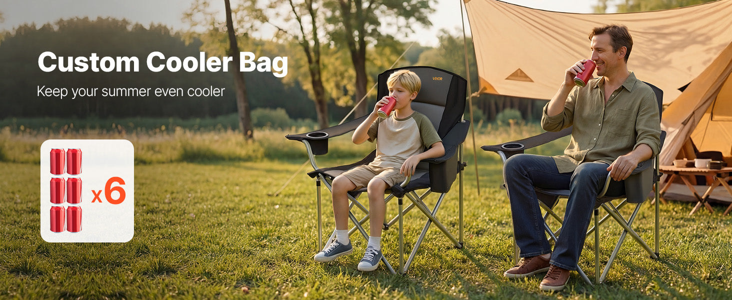 SucceBuy 2Pack Oversized Camping Chairs 450 lbs Heavy Duty Support Portable Folding Camp Chairs with Padded Backrest & Armrests