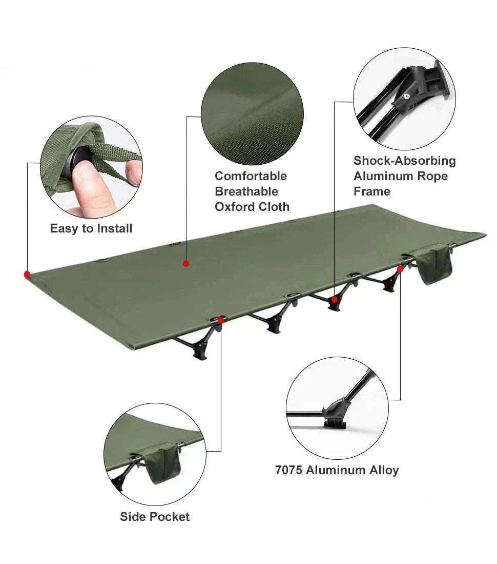 Camping Cot Folding Bed for Travel, Hiking, and Camping-Khaki