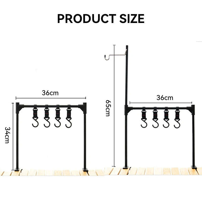 Camping Desktop Storage Rack with Hook, Aluminum Hanging Stand-Single Rack Set 1