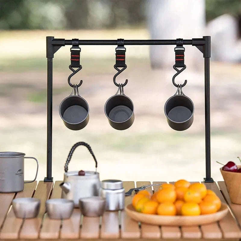 Camping Desktop Storage Rack with Hook, Aluminum Hanging Stand-Single Rack Set 1