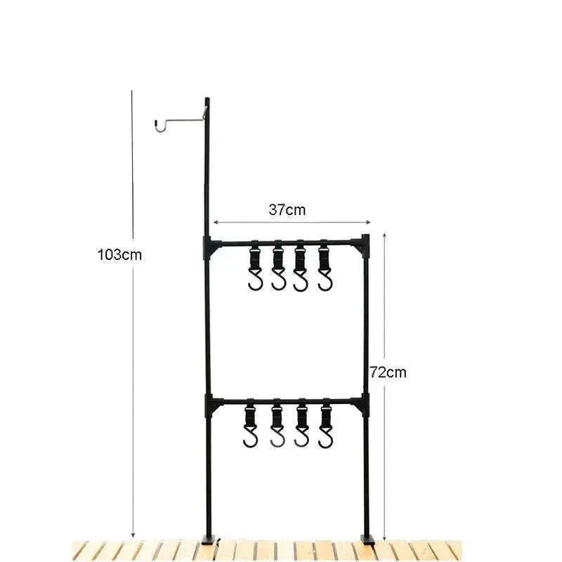 Camping Desktop Storage Rack with Hooks for Outdoor Tables-Single Rack Set 1
