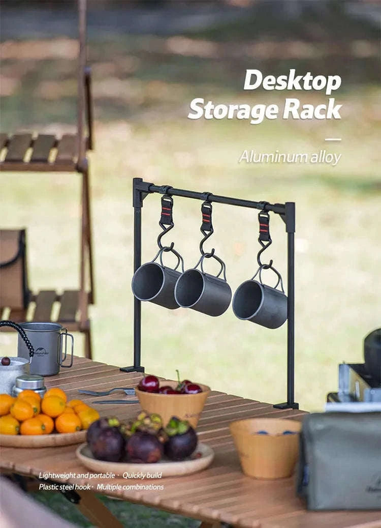 Camping Desktop Storage Rack with Hooks for Outdoor Tables-Single Rack Set 1