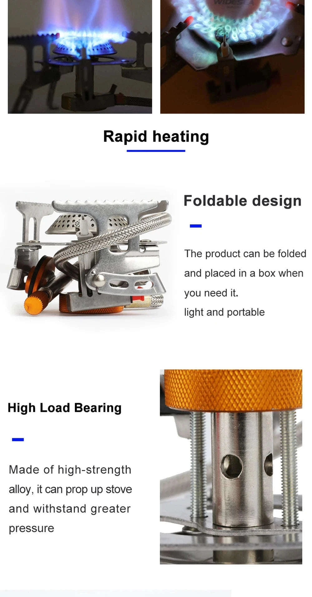 Camping Gas Stove Outdoor Burner with Ignition-with stable support