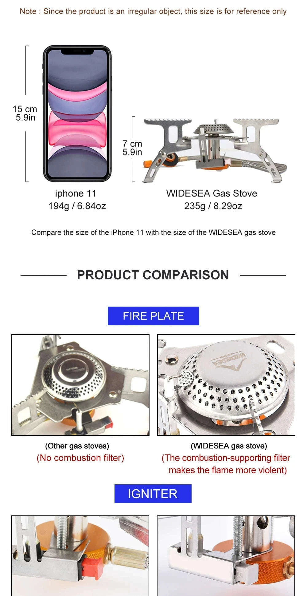 Camping Gas Stove Outdoor Burner with Ignition-with stable support