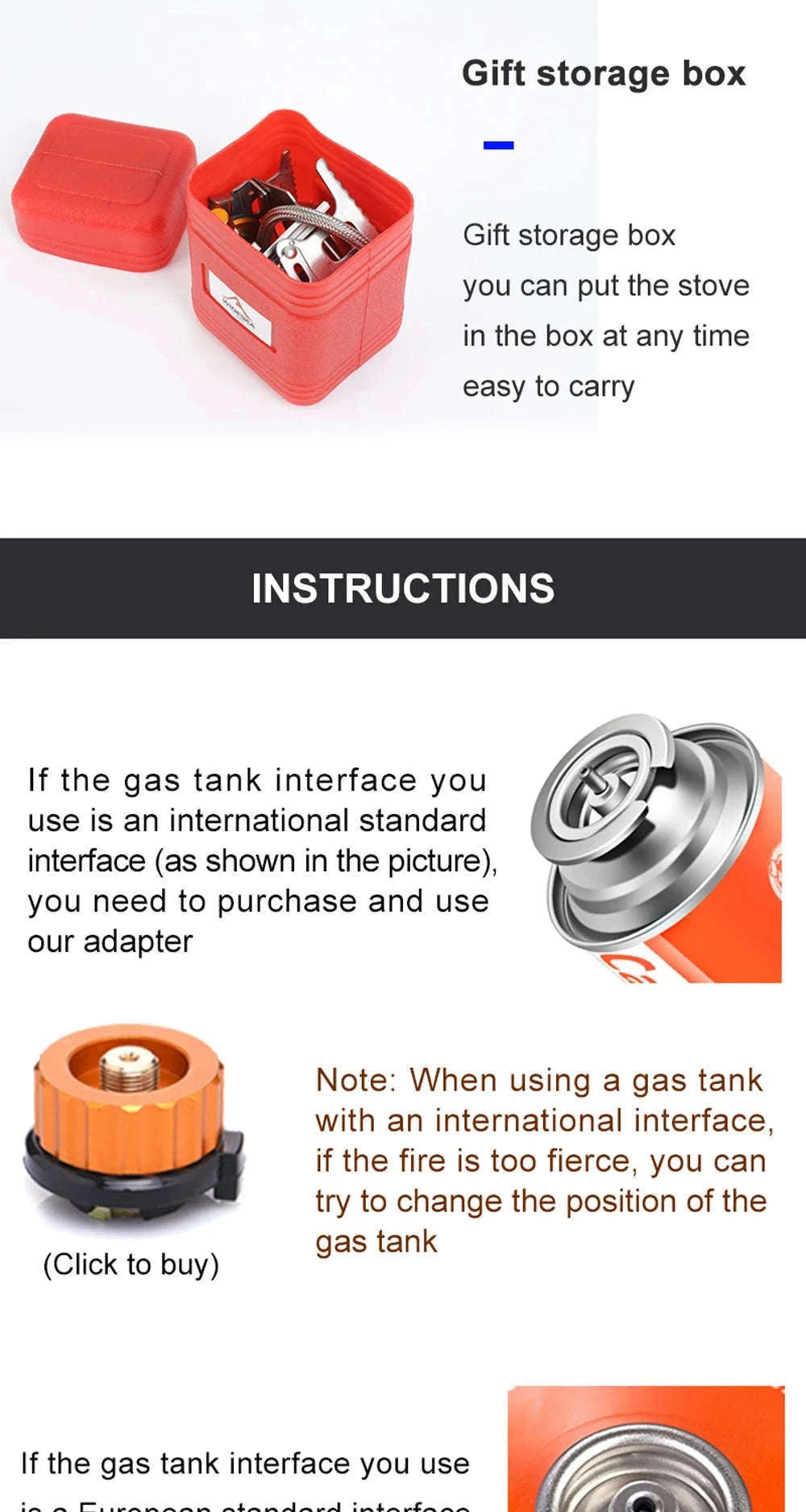 Camping Gas Stove Outdoor Burner with Ignition-with stable support