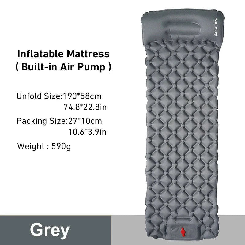 Camping Inflatable Mattress with Built-In Pump and Pillow-Orange